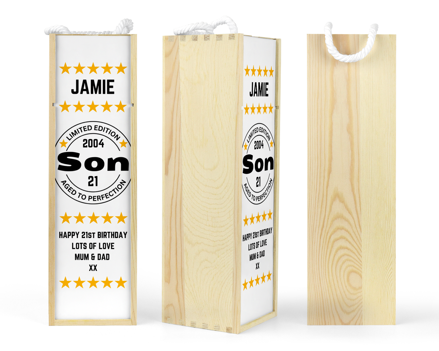 Personalised Wooden Bottle Gift Box - Son Birthday Design