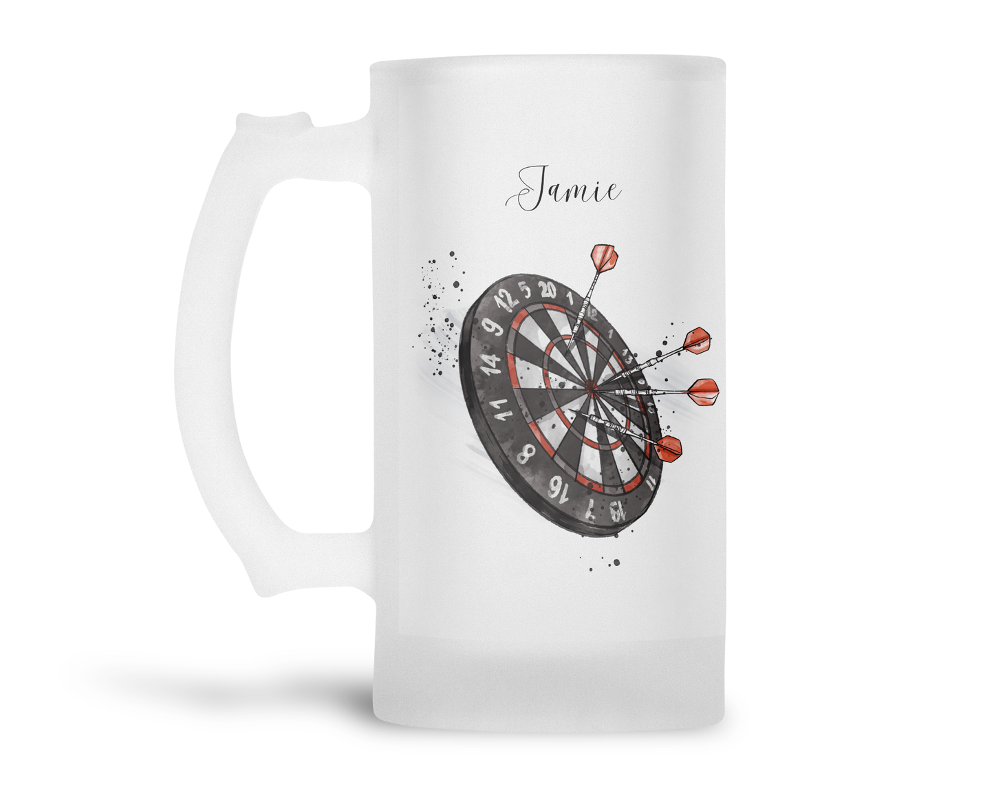 Personalised Frosted Glass Tankard (0.8 Pint) - Darts Design