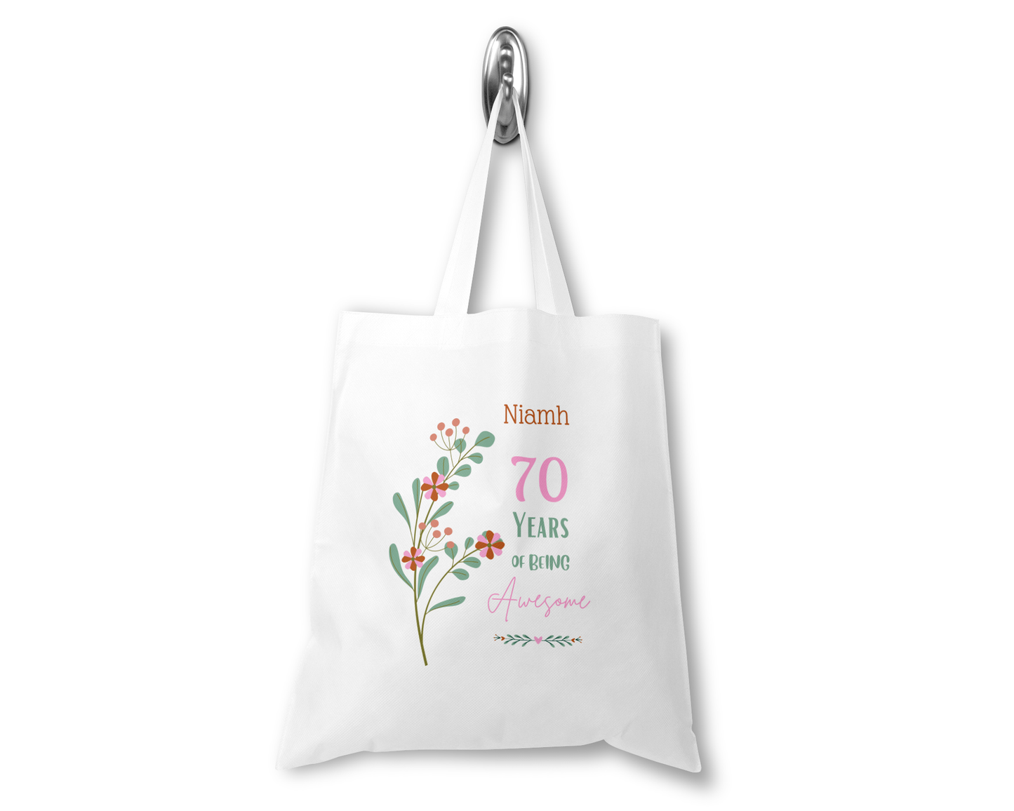 Personalised Tote Shopping Bag - Birthday Awesome Floral Design