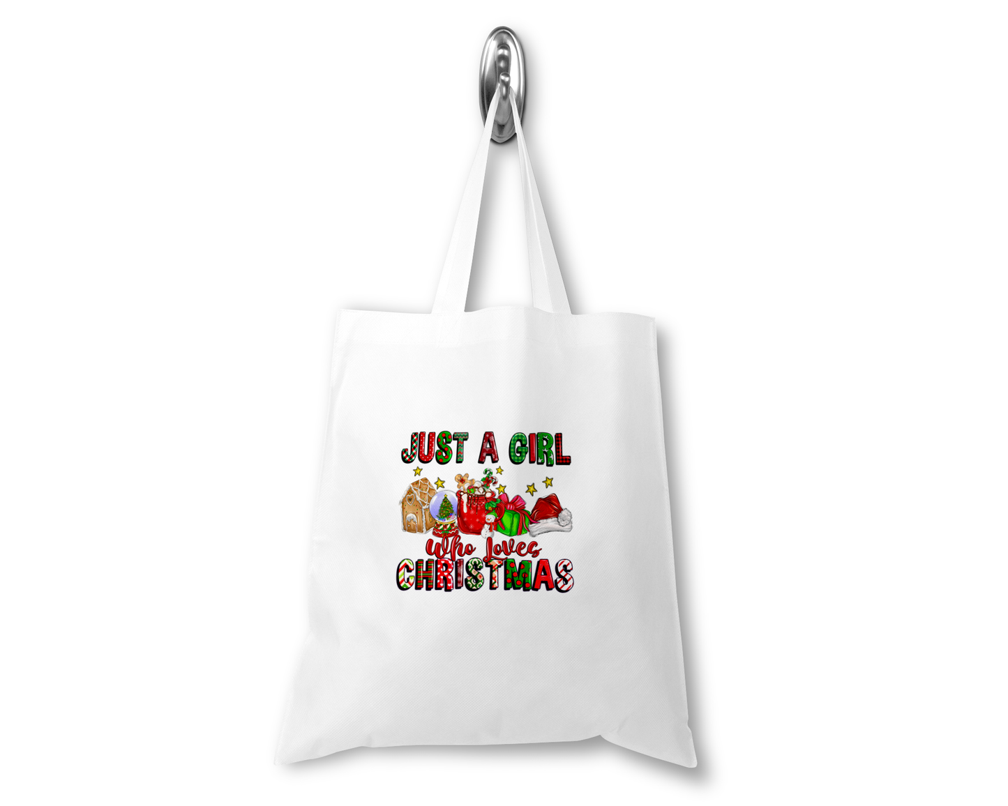 Personalised Tote Shopping Bag - Girl Who Loves Christmas Design