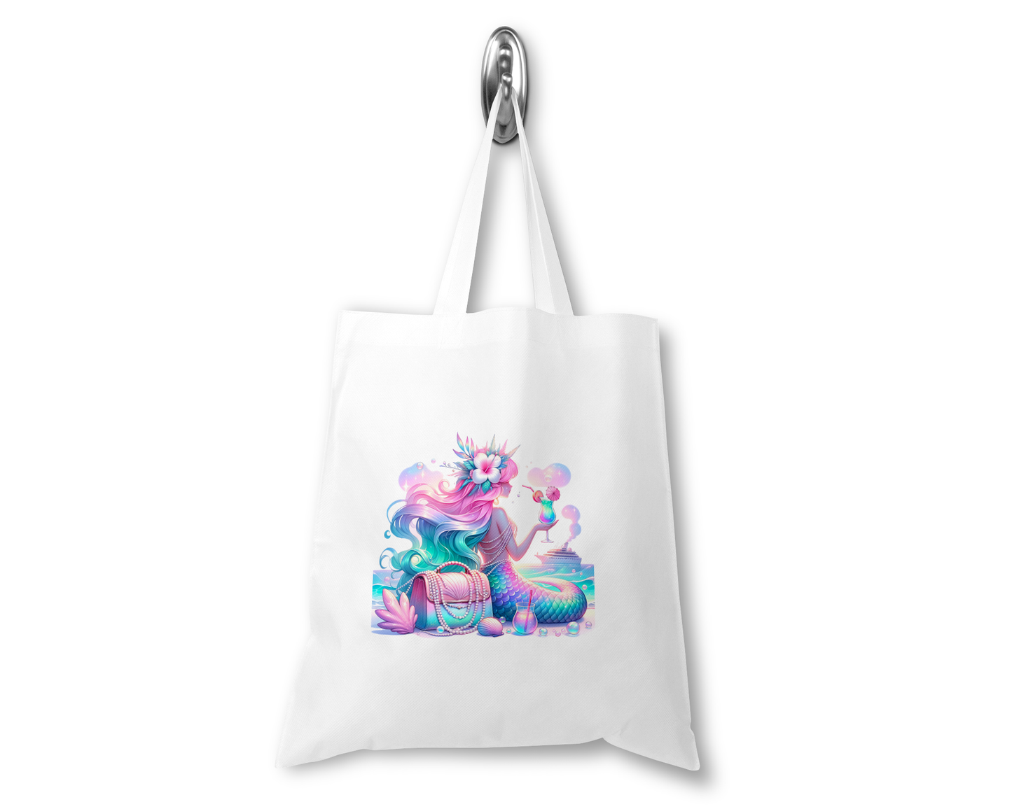Personalised Tote Shopping Bag - Mermaid Cocktail Design