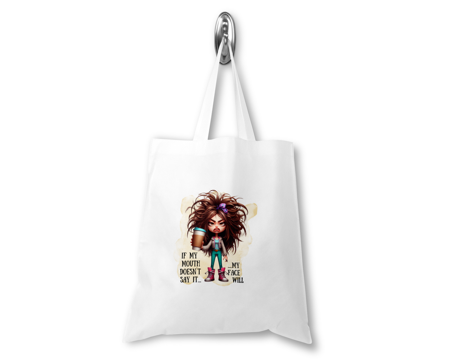 Personalised Tote Shopping Bag - Funny Mouth/Face Design