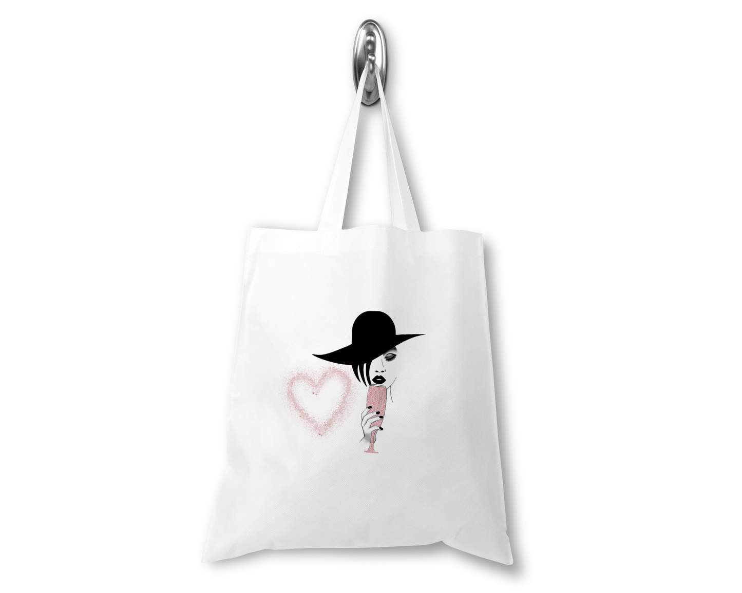 Personalised Tote Shopping Bag - Pink Prosecco Champagne Girl Design