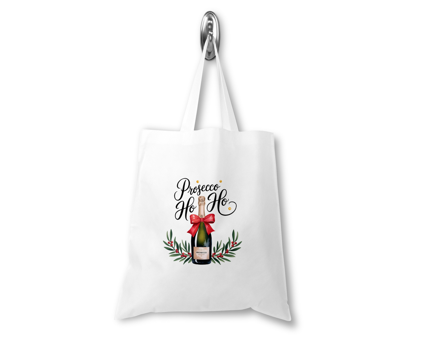 Personalised Tote Shopping Bag - Christmas Prosecco Ho Ho Design