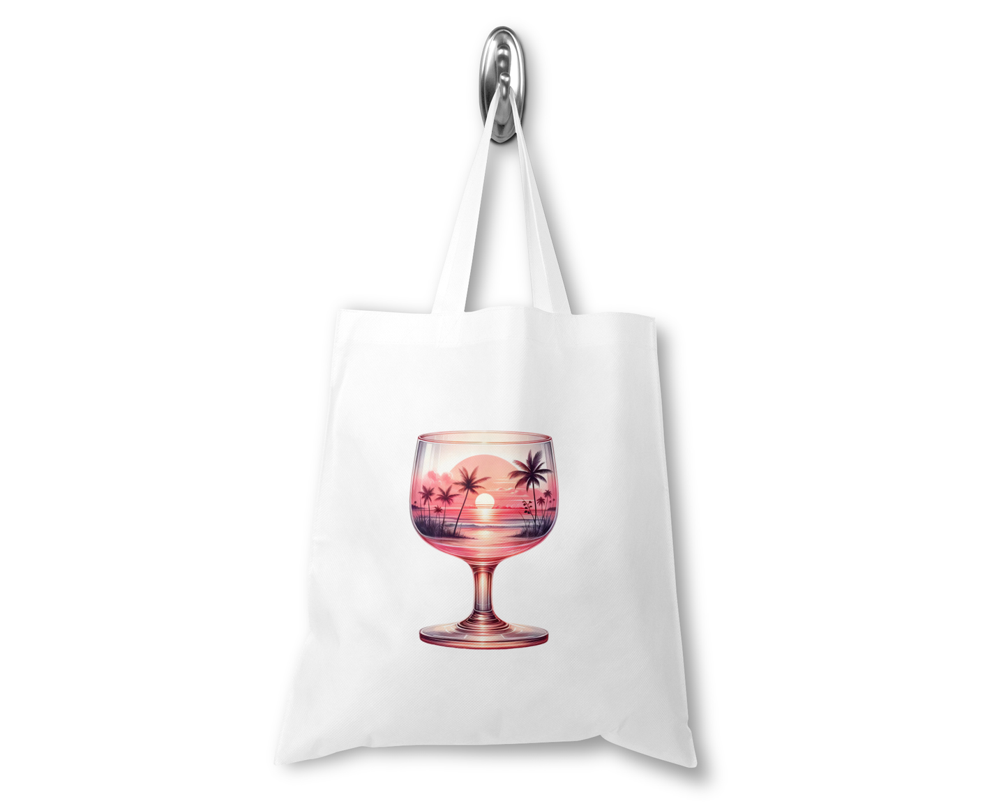 Personalised Tote Shopping Bag - Sunset Wine Glass Design