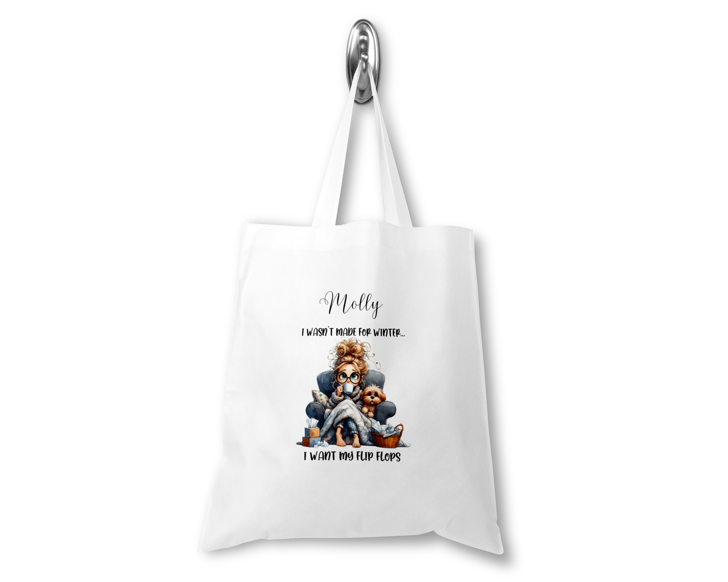 Personalised Tote Shopping Bag - Funny Flip Flops Design