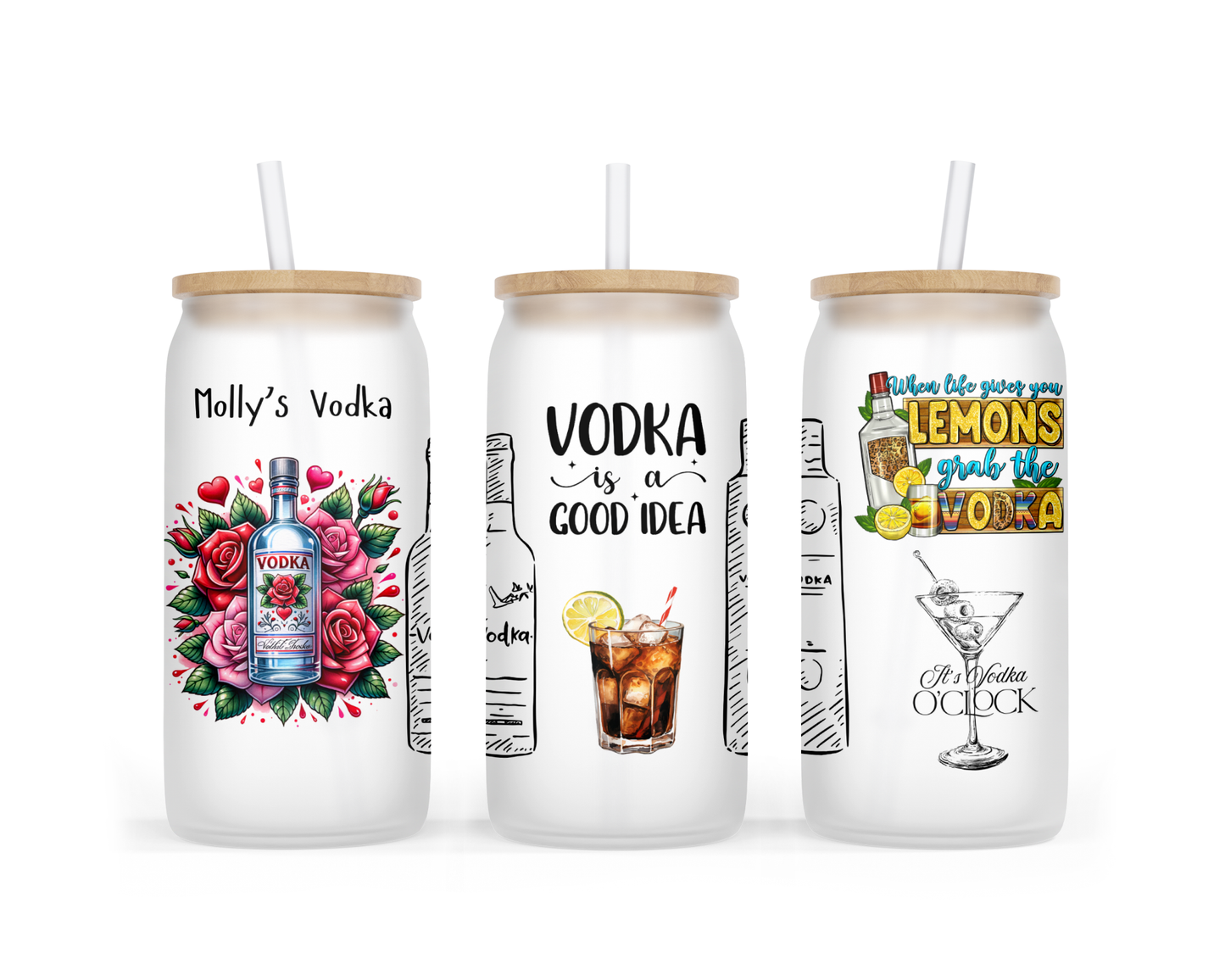 Personalised Frosted Glass Tumbler - Vodka Design