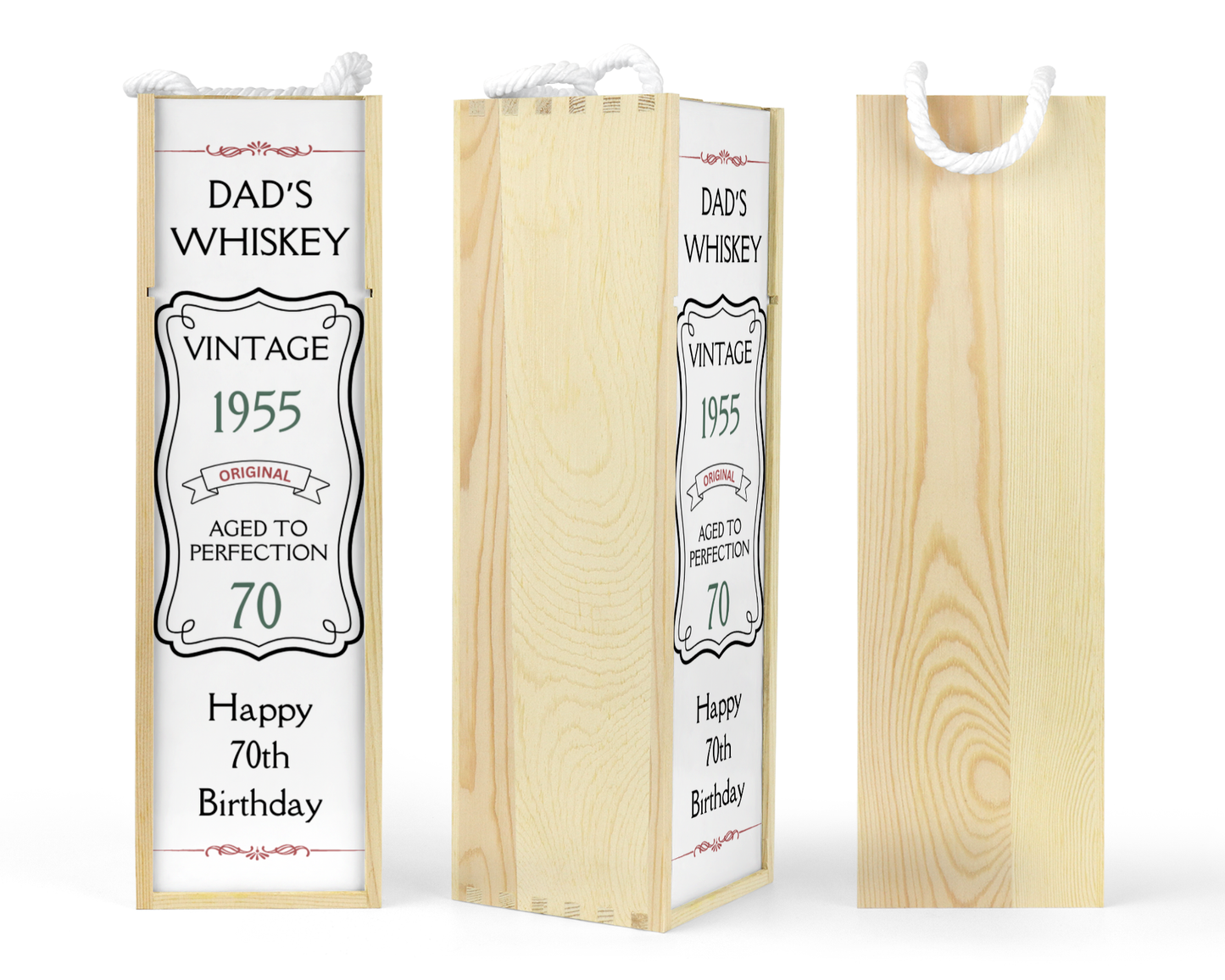 Personalised Wooden Bottle Gift Box - Vintage Birthday