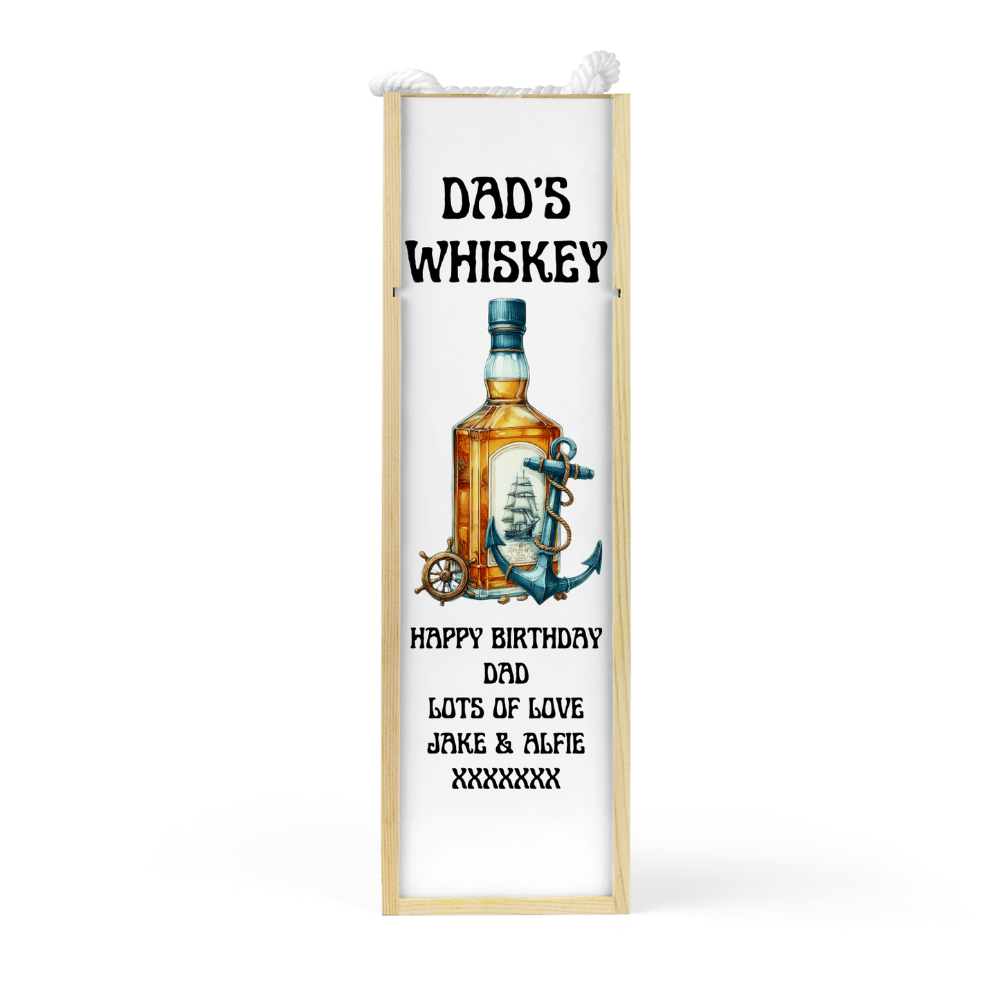 Personalised Wooden Bottle Gift Box - Whisky|Rum Design