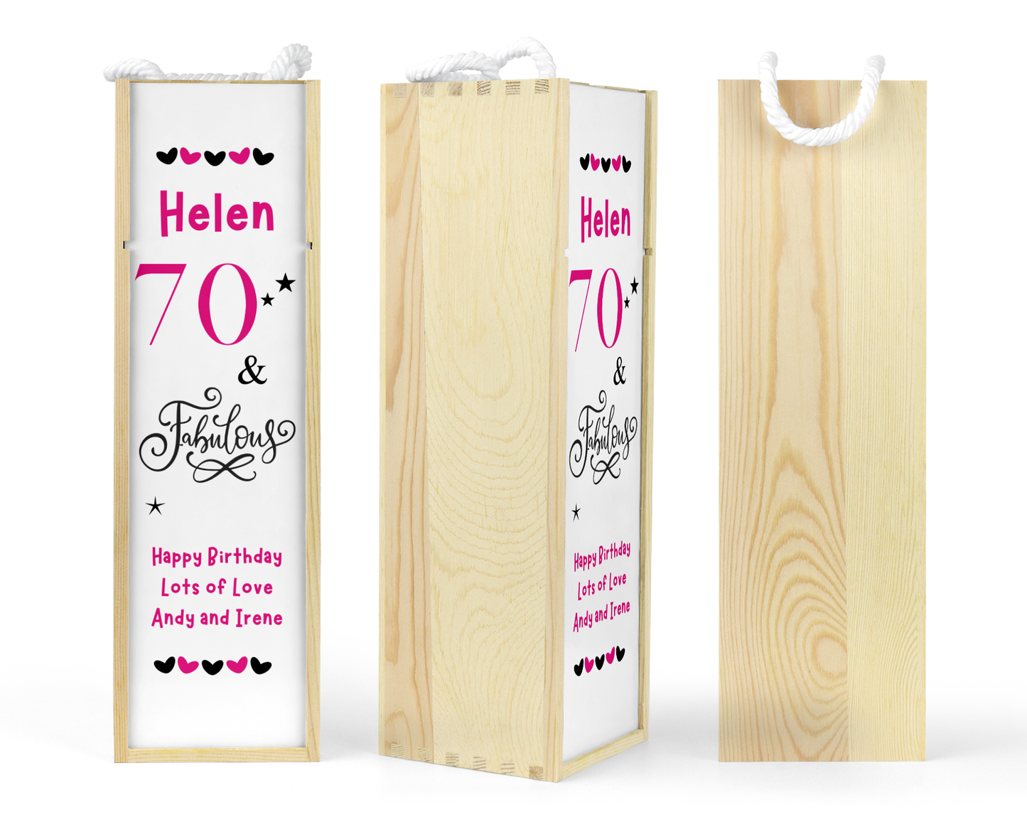 Personalised Wooden Wine Bottle Gift Box - Fabulous Birthday