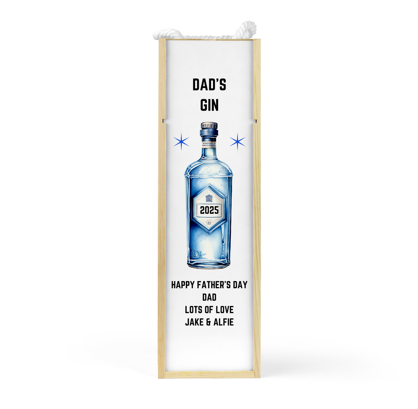 Personalised Wooden Bottle Gift Box - Gin Design