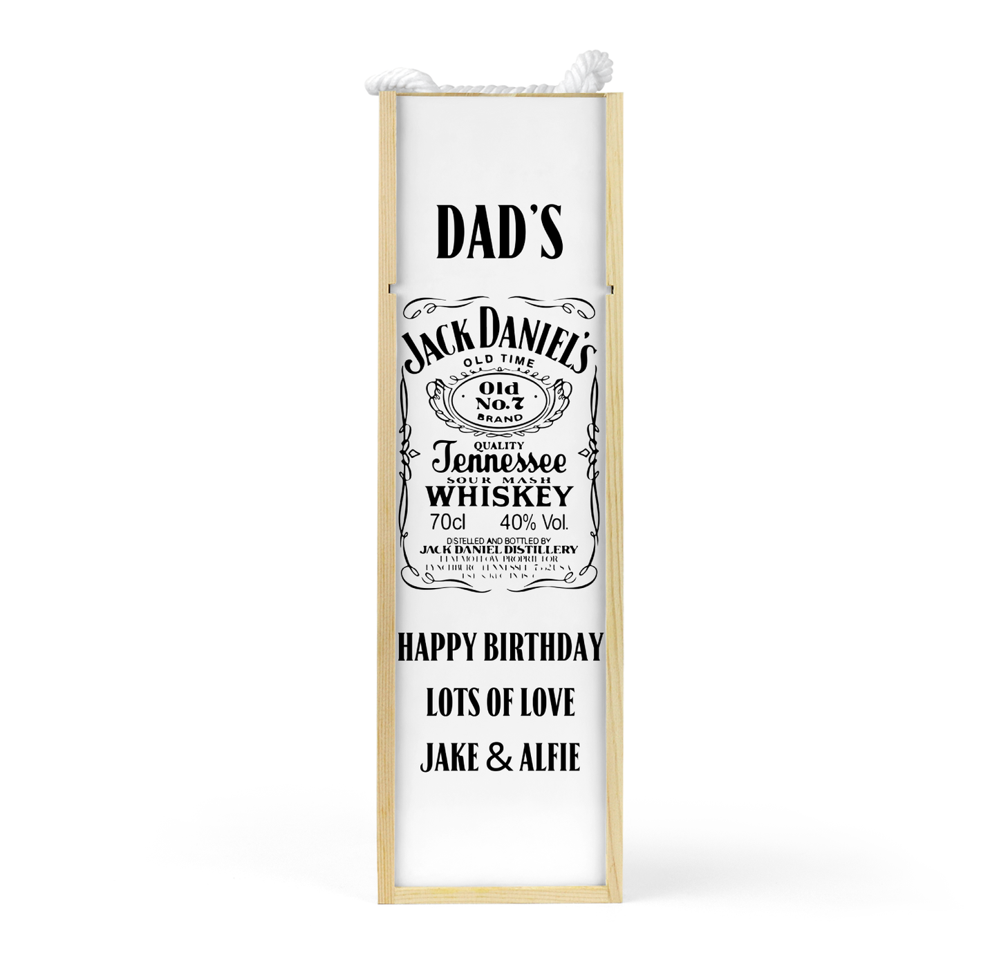 Personalised Wooden Bottle Gift Box - Jack Daniels Design