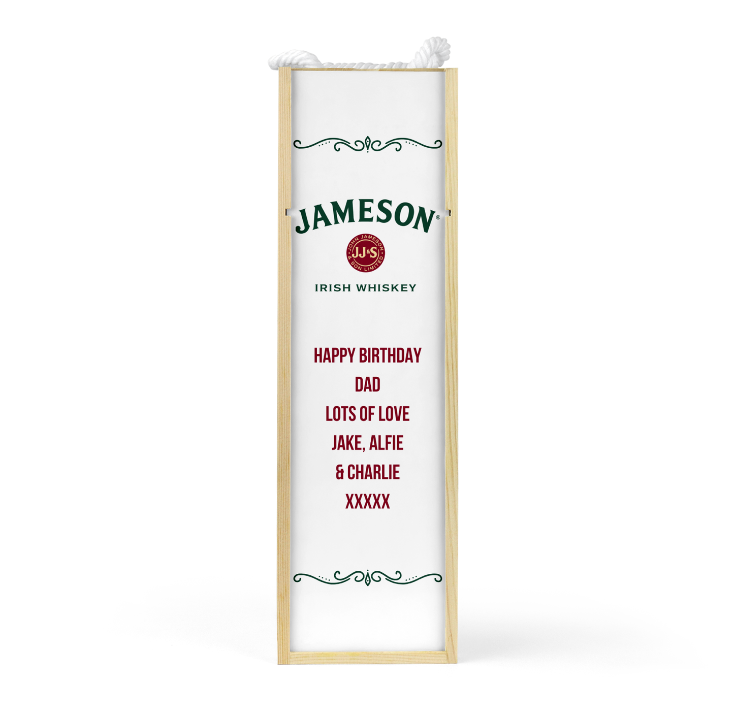 Personalised Wooden Bottle Gift Box - Jameson Design