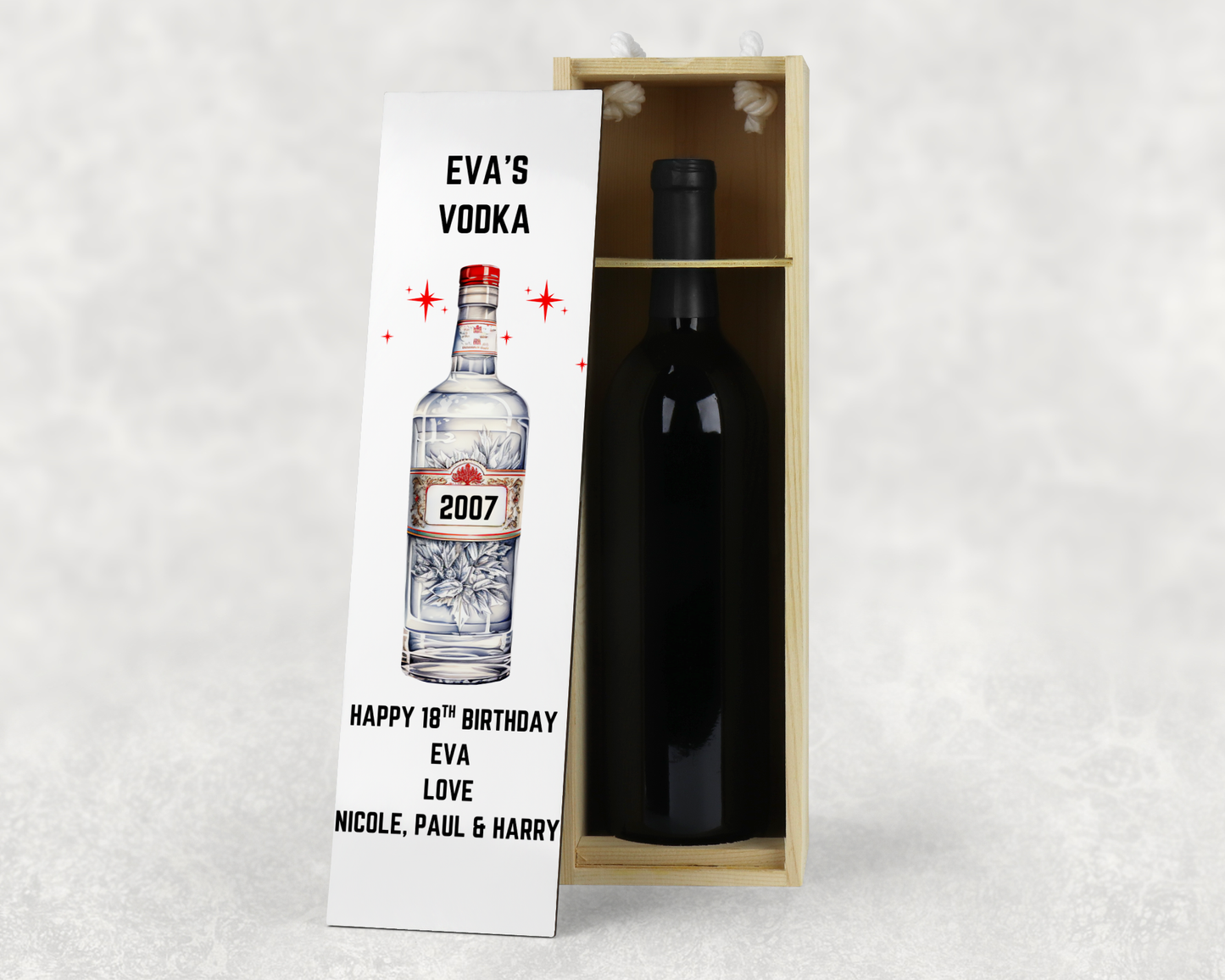 Personalised Wooden Bottle Gift Box - Vodka Design
