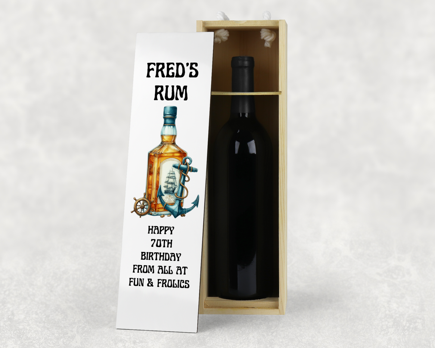 Personalised Wooden Bottle Gift Box - Whisky|Rum Design