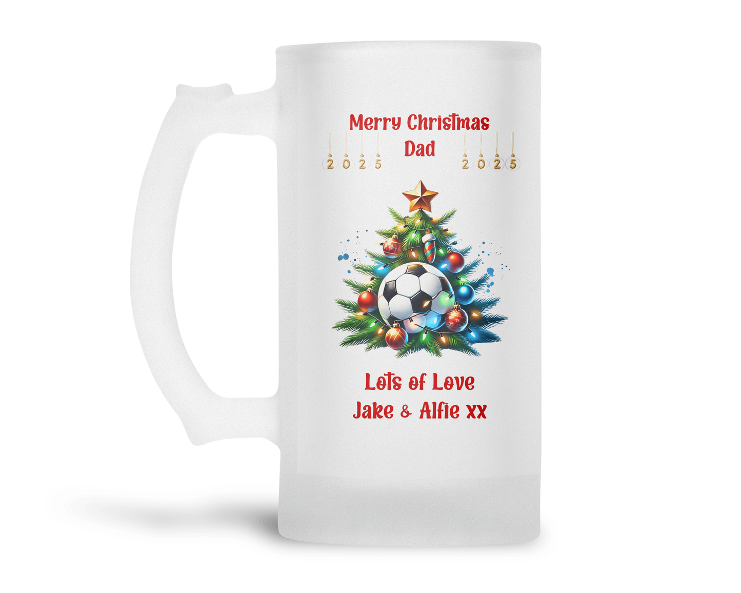 Personalised Frosted Glass Tankard - Christmas Football