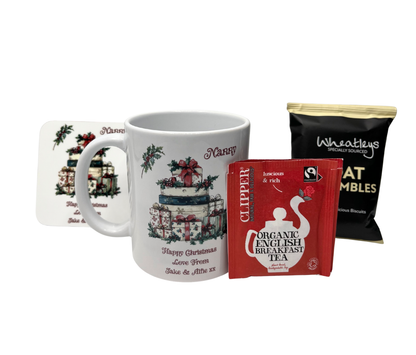 Personalised Christmas Presents Design Mug & Coaster Gift Pack