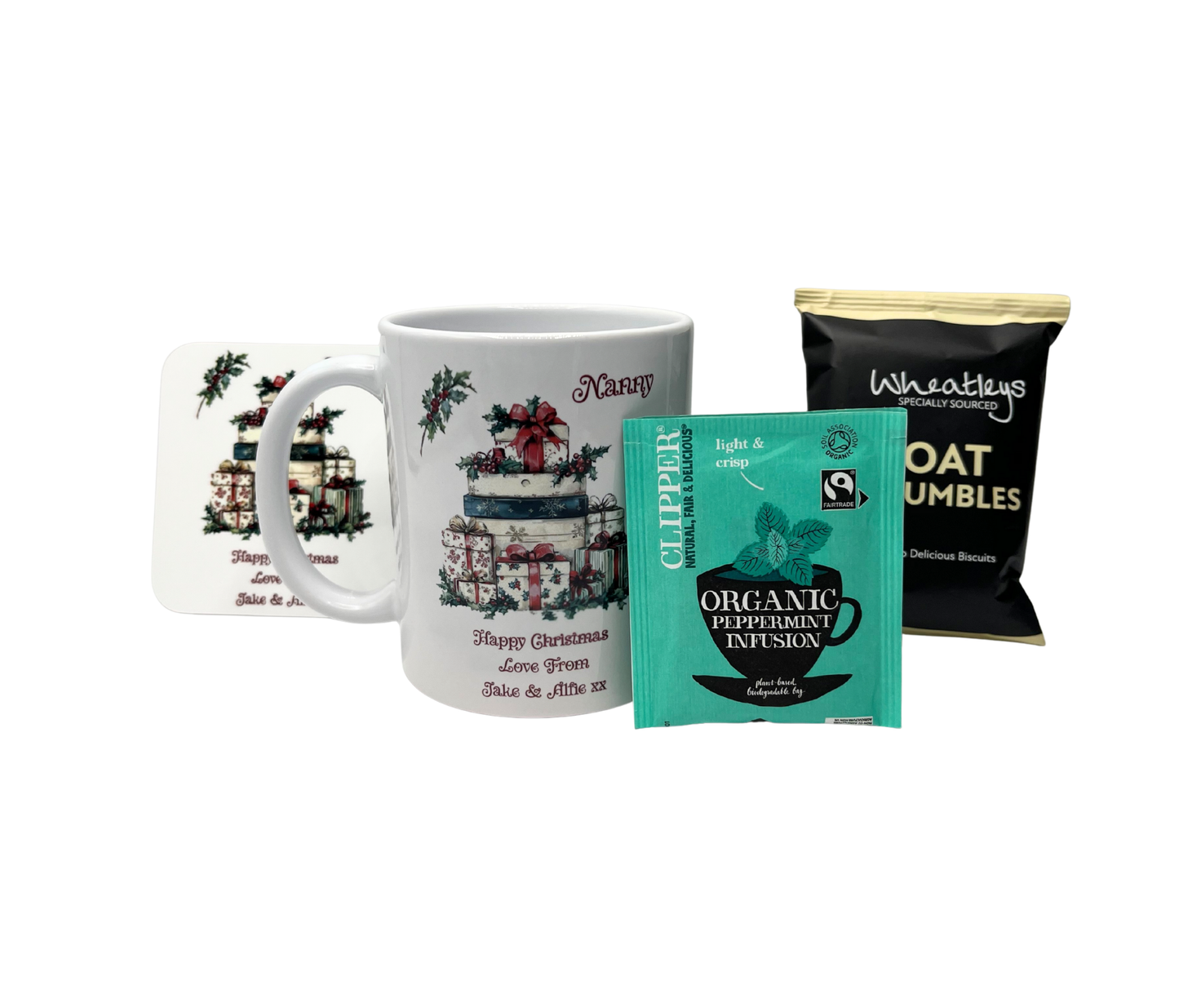 Personalised Christmas Presents Design Mug & Coaster Gift Pack