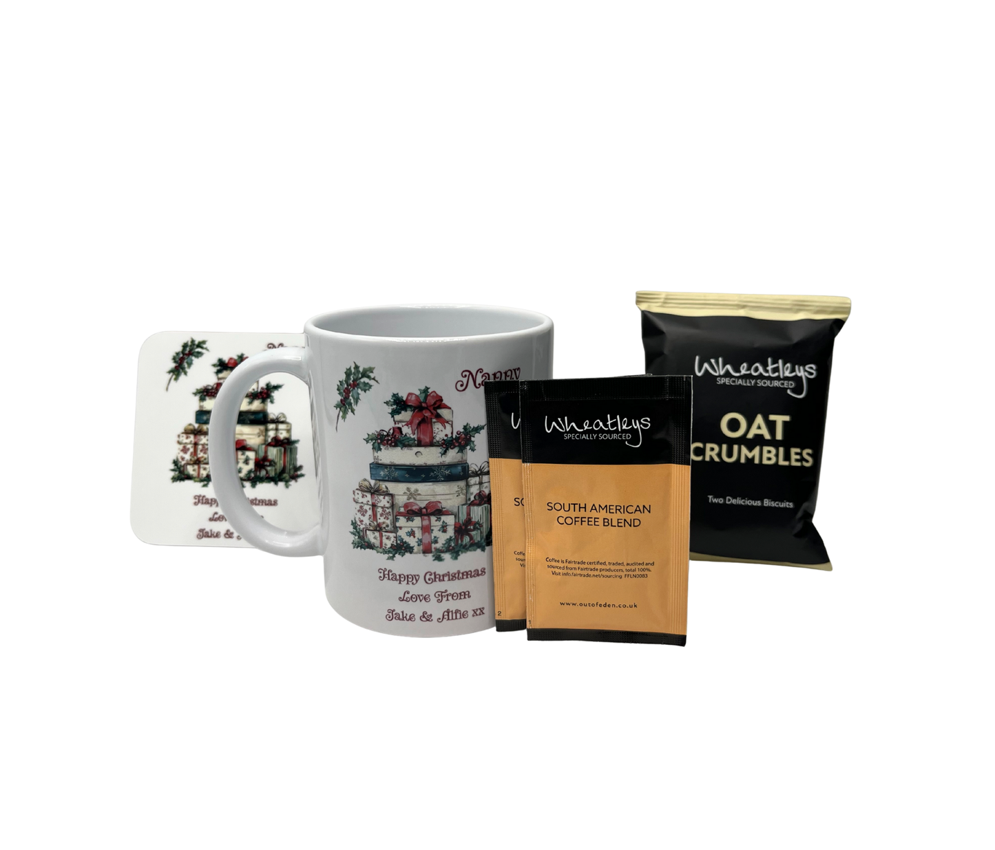 Personalised Christmas Presents Design Mug & Coaster Gift Pack