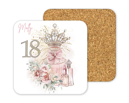 Personalised Drinks Coaster - 18th Birthday Crown Design