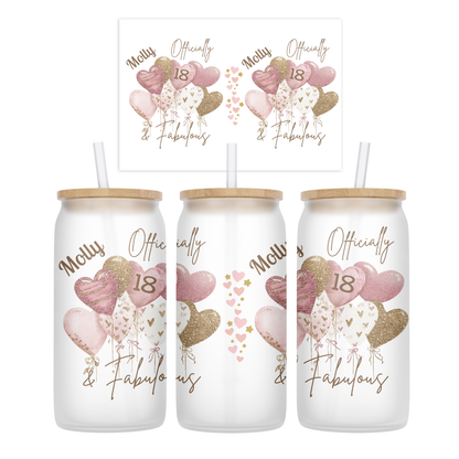 Personalised Frosted Glass Tumbler - Officially Fabulous Birthday Design