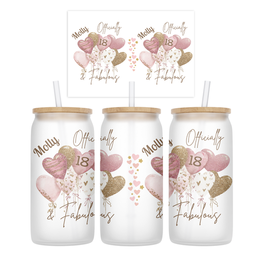 Personalised Frosted Glass Tumbler - Officially Fabulous Birthday Design