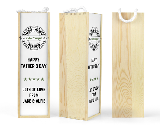 Personalised Wooden Bottle Gift Box - The Man The Myth The Legend