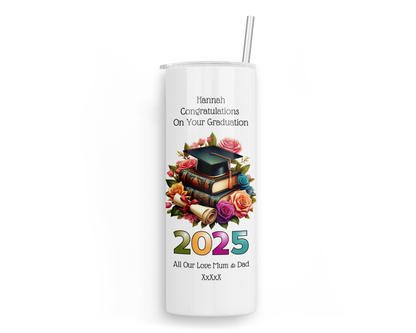 Personalised Insulated Tumbler Travel Sports Bottle - Graduation Roses