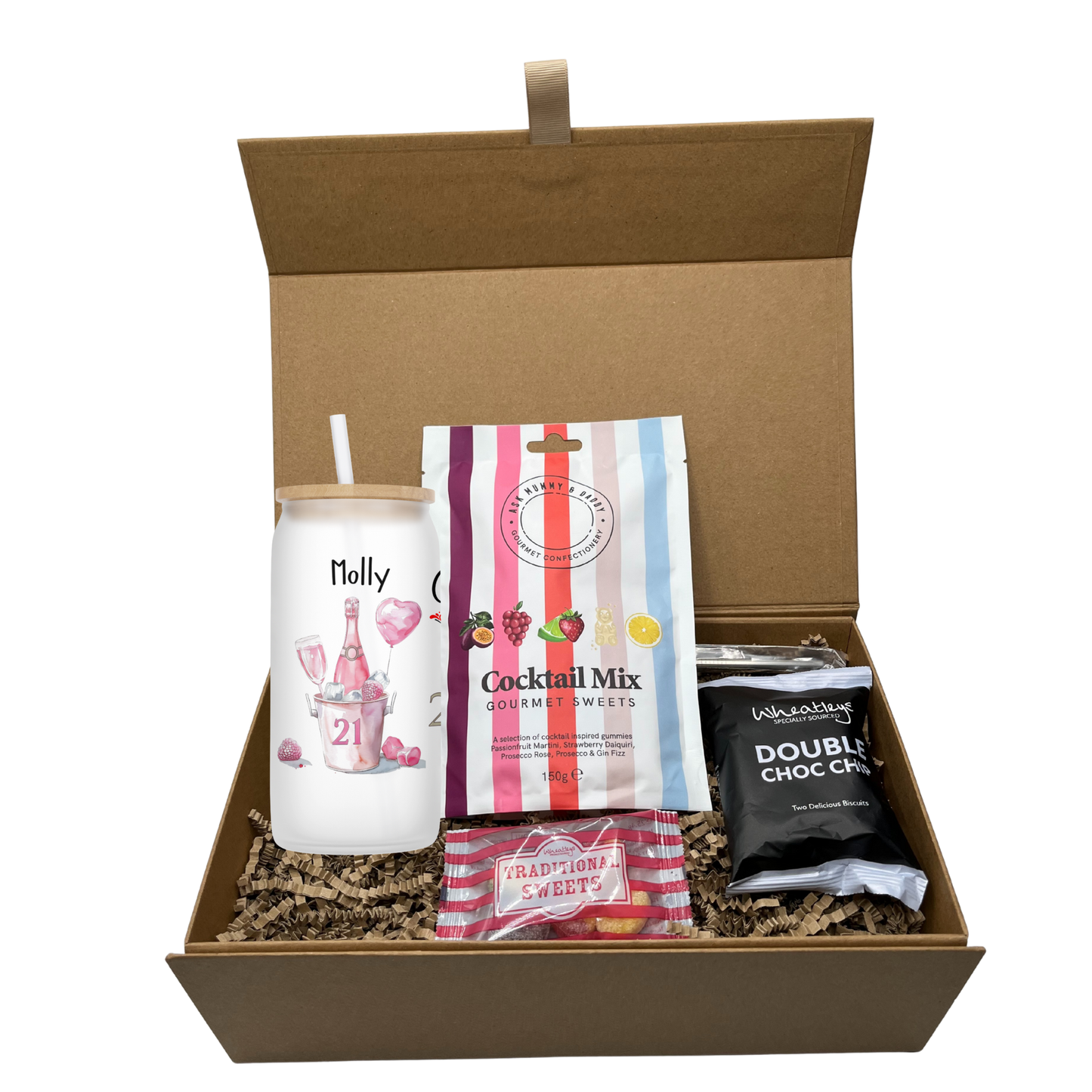 Personalised 21st Birthday Design Frosted Glass Tumbler Hamper Gift Box