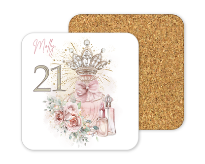 Personalised Drinks Coaster - 21st Birthday Crown Design