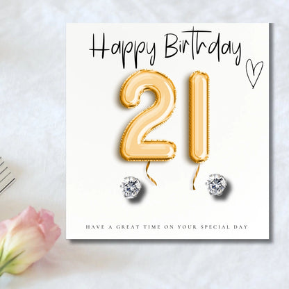 21st Birthday Silver Cubic Zirconia Earrings & Gift Box