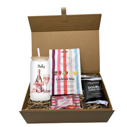 Personalised 50th Birthday Design Frosted Glass Tumbler Hamper Gift Box