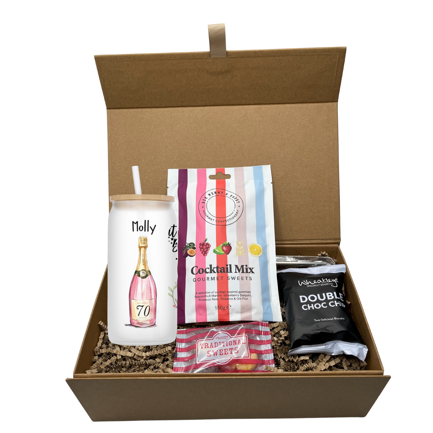 Personalised 70th Birthday Design Frosted Glass Tumbler Hamper Gift Box