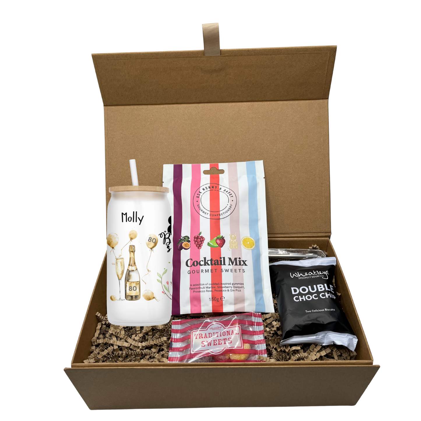 Personalised 80th Birthday Design Frosted Glass Tumbler Hamper Gift Box