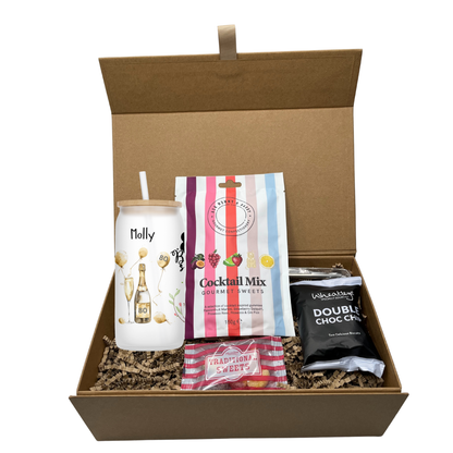 Personalised 80th Birthday Design Frosted Glass Tumbler Hamper Gift Box