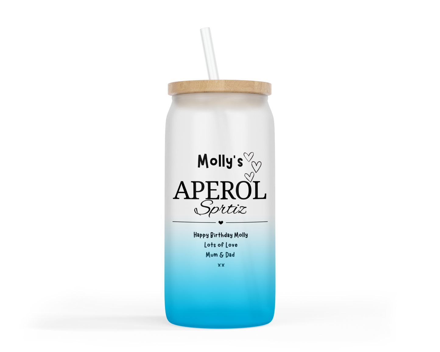 Personalised Ombre Coloured Glass Tumbler - Aperol Spritz Design