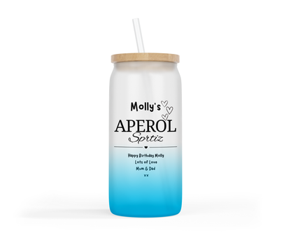 Personalised Ombre Coloured Glass Tumbler - Aperol Spritz Design