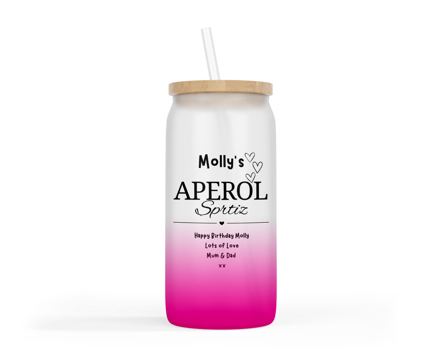 Personalised Ombre Coloured Glass Tumbler - Aperol Spritz Design