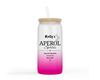 Personalised Ombre Coloured Glass Tumbler - Aperol Spritz Design