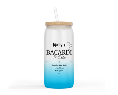 Personalised Ombre Coloured Glass Tumbler - Bacardi Design
