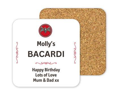 Personalised Drinks Coaster - Bacardi Design