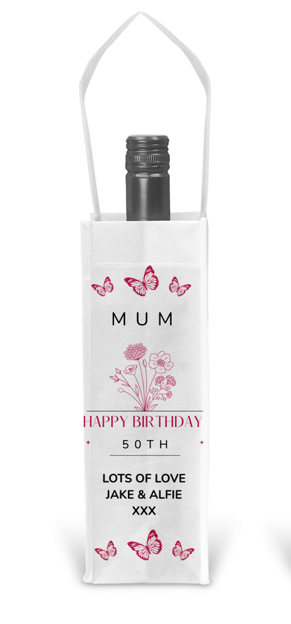 Personalised Bottle Gift Bag - Butterflies Design
