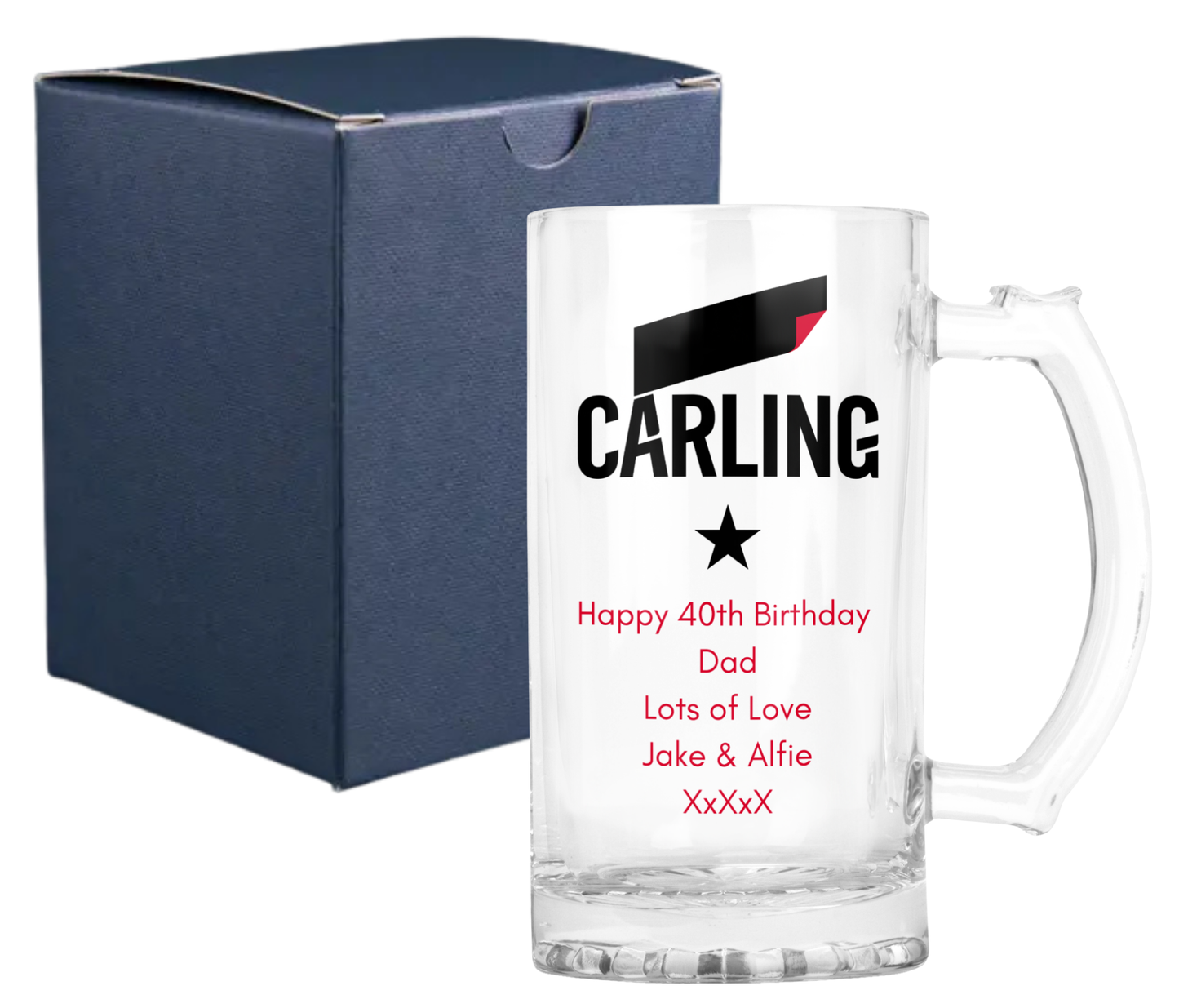 Personalised Glass Beer Tankard Mug - Carling Lager Design