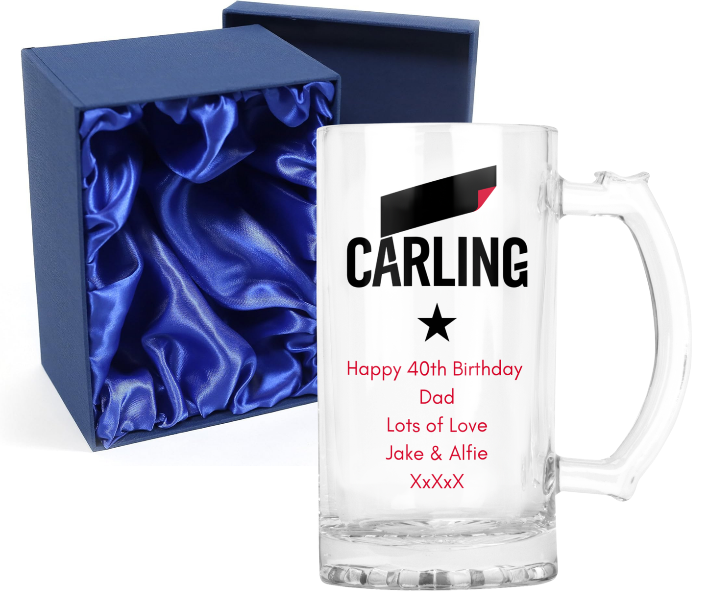 Personalised Glass Beer Tankard Mug - Carling Lager Design