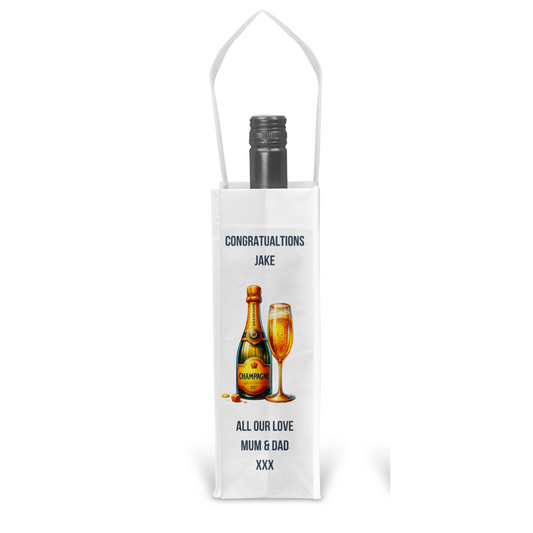 Personalised Bottle Gift Bag - Champagne Design