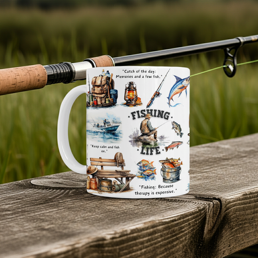 Ceramic Mug - 'Fishing Life' Design