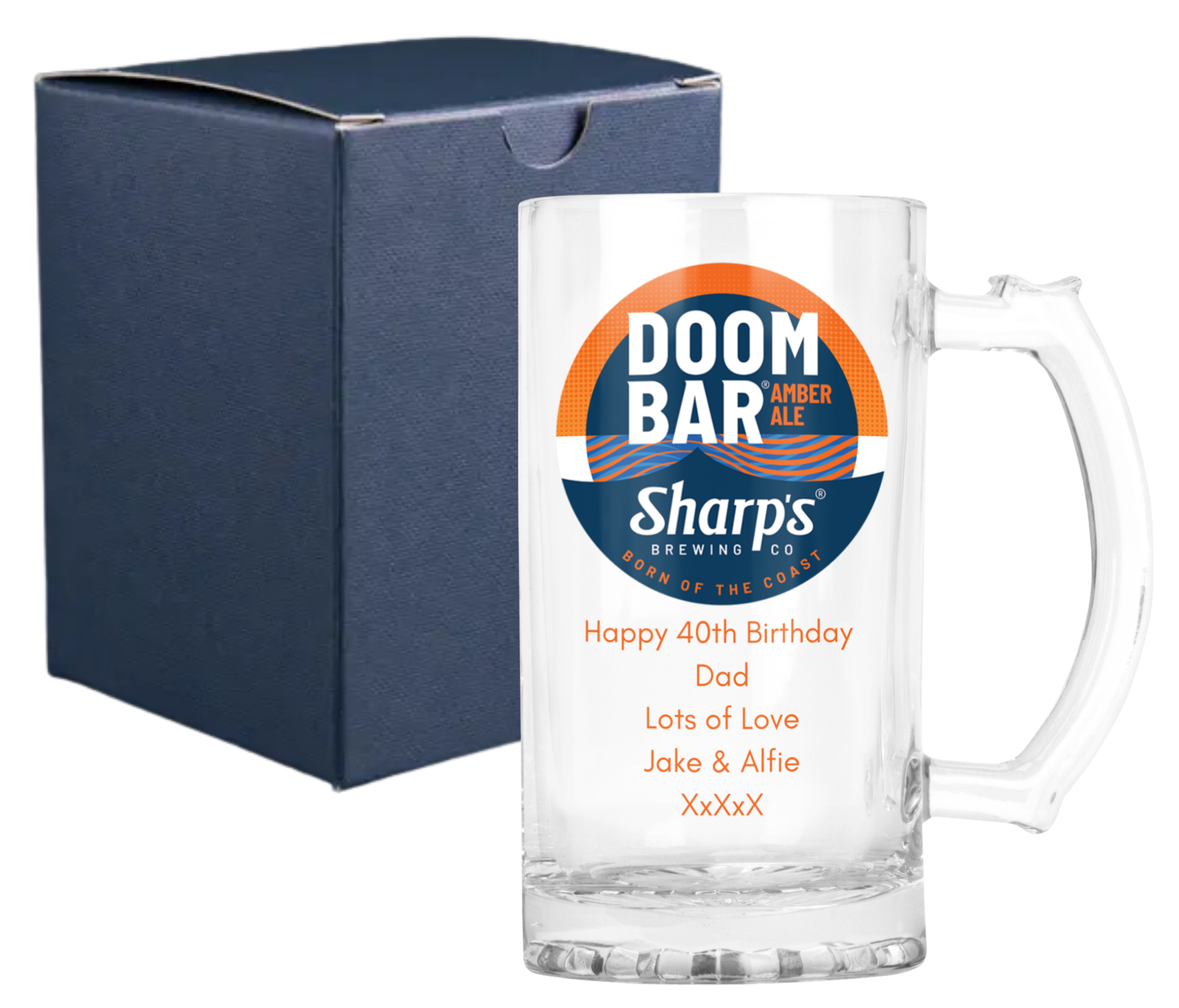 Personalised Glass Beer Tankard Mug - Doom Bar Amber Ale Design