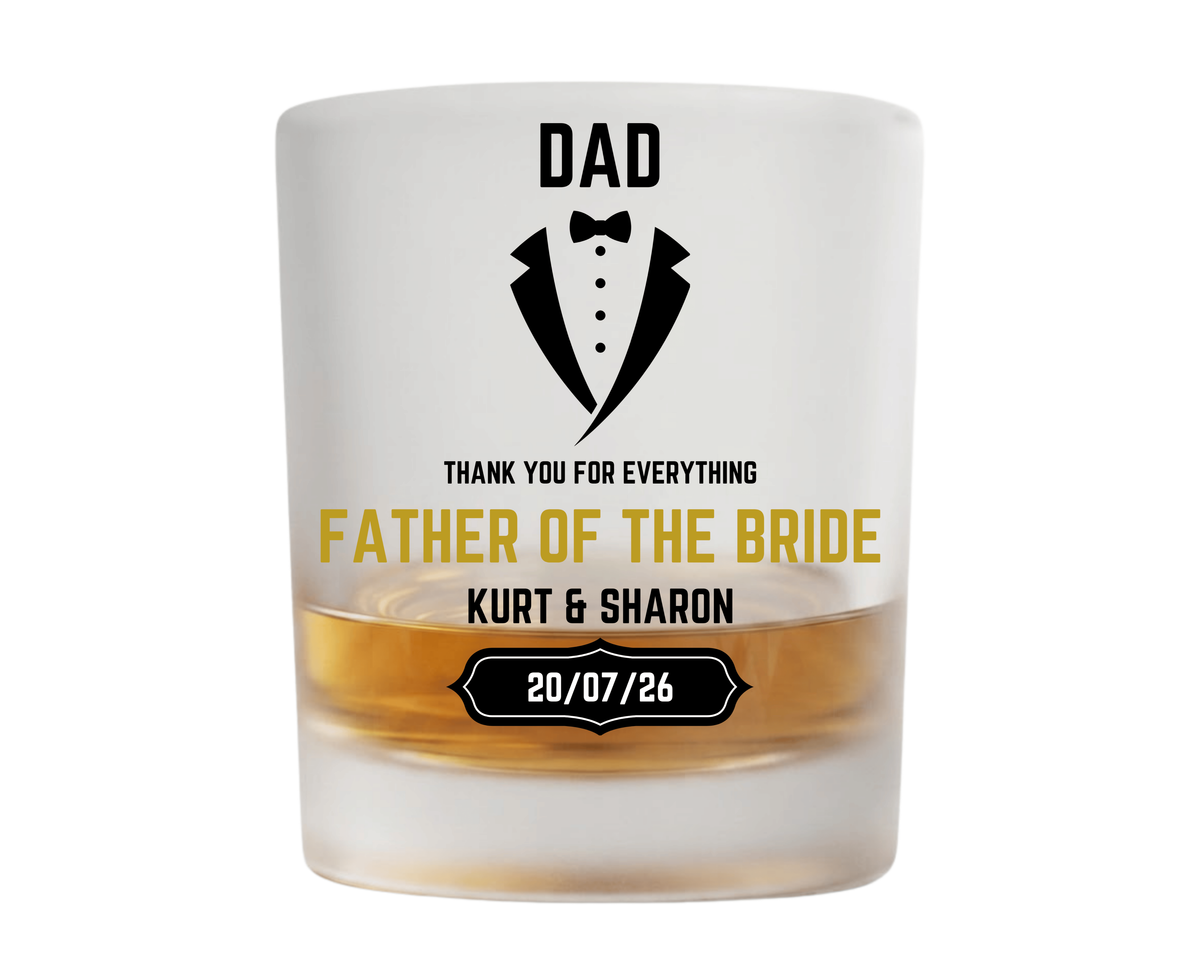 Personalised Frosted Glass Tumbler - Father of the Bride Wedding Design