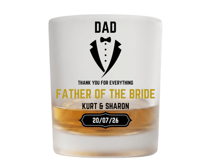 Personalised Frosted Glass Tumbler - Father of the Bride Wedding Design