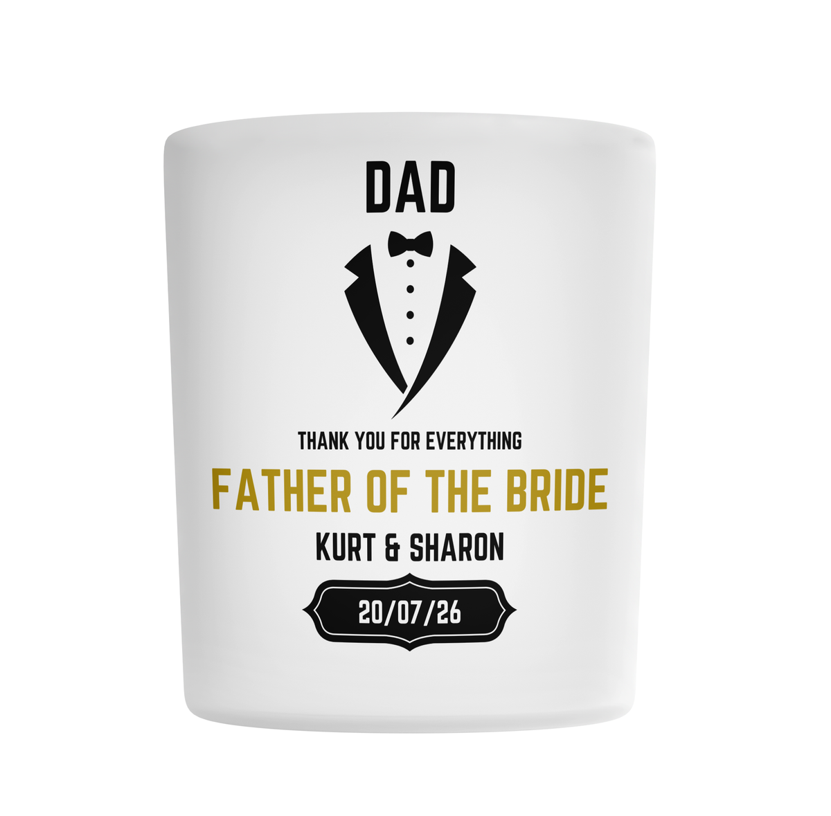 Personalised Frosted Glass Tumbler - Father of the Bride Wedding Design
